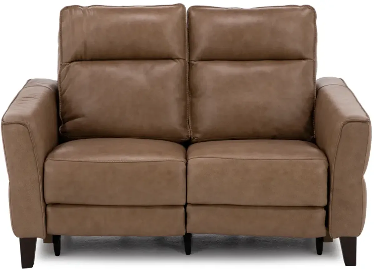 New York Leather Power Headrest Reclining Loveseat