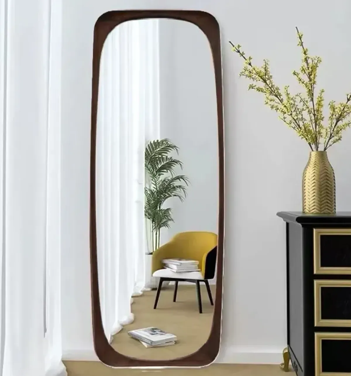 Brown Wood Leaner Mirror 31.5"W x 73"H