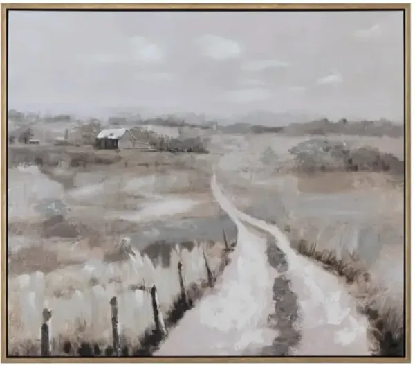 Winding Pathway Handpainted Framed Canvas 49"W x 39"H