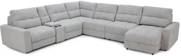 Duncan 7-Pc. Power Reclining Modular With Two Power Armless Sliding Chairs In Duncan Coin In Right-F