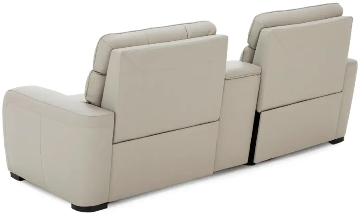 Percy Leather 3-Pc Loaded Wall Saver Console Reclining Loveseat With Immersive Audio, Heat & Massage
