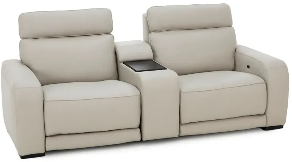 Percy Leather 3-Pc Loaded Wall Saver Console Reclining Loveseat With Immersive Audio, Heat & Massage