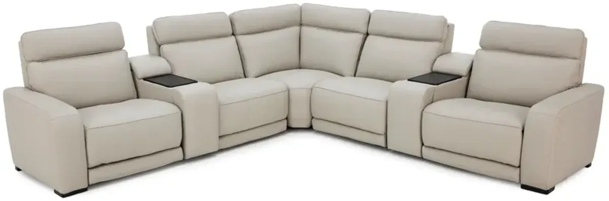 Percy Leather 7-Pc. Fully Loaded Wall Saver Modular With Immersive Audio, Heat And Massage