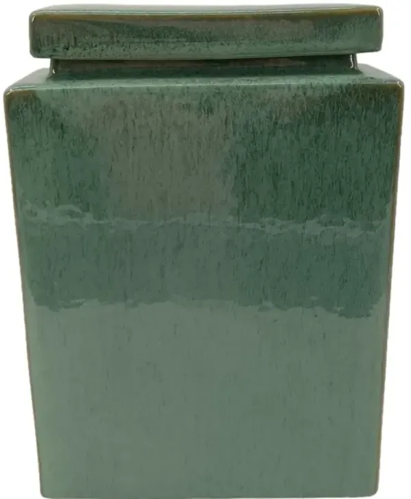 Small Green Ceramic Canister 10"W x 13"H