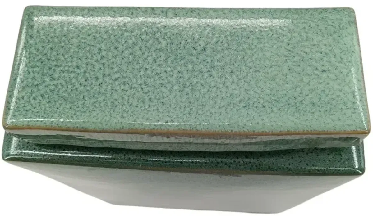 Large Green Ceramic Canister 11"W x 16"H