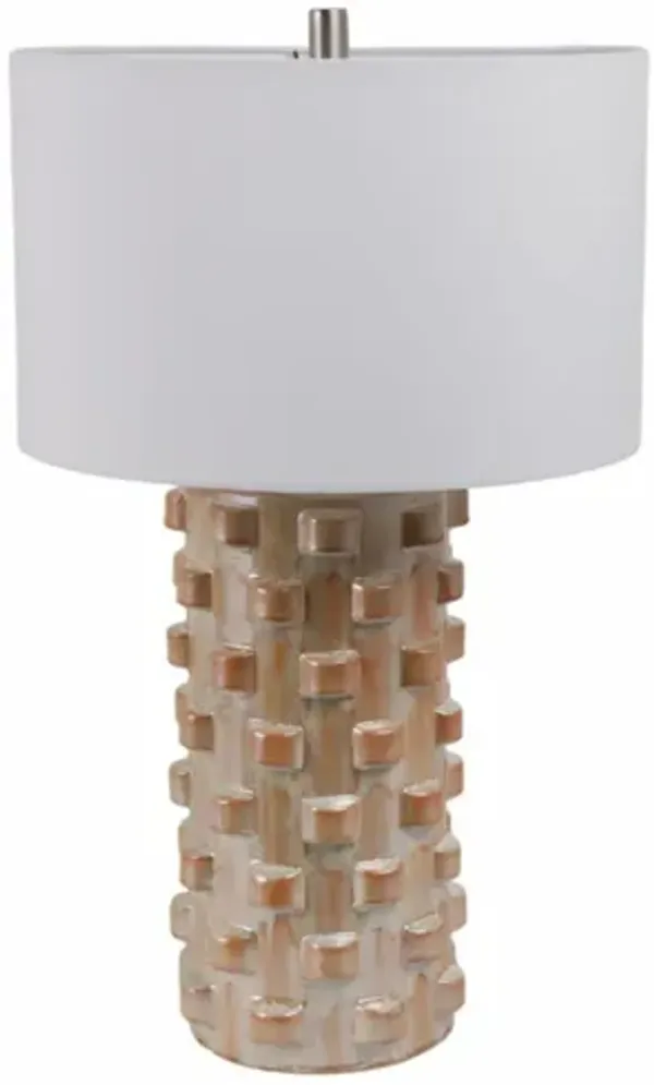 Rust and White Textured Ceramic Table Lamp 27"H