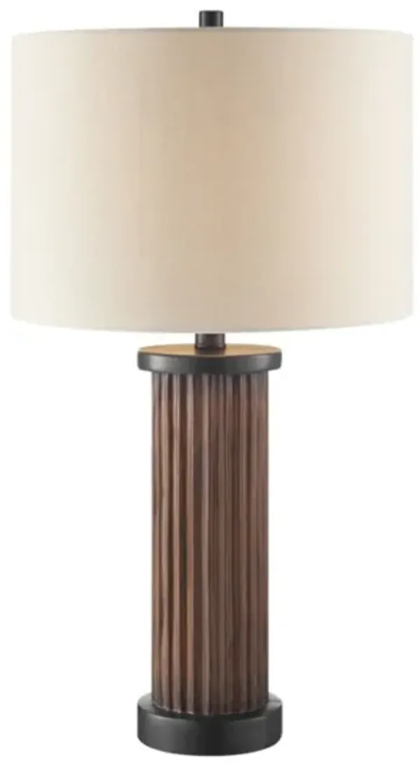 Brown Faux Wood Column Table Lamp 29.5"H