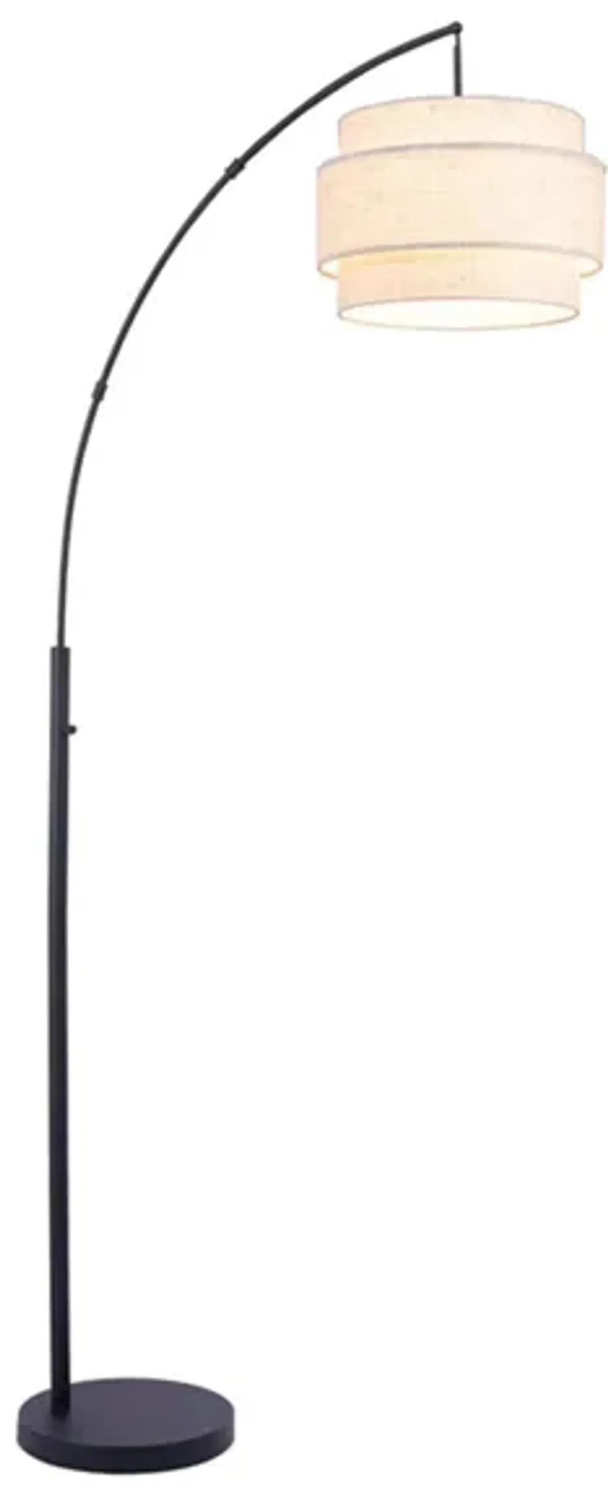 Black Metal With Layered Shade Arc Floor Lamp 86"H