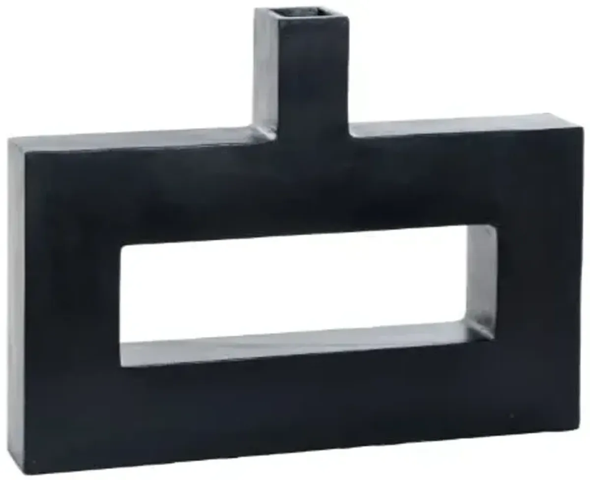 Rectangular Black Ceramic Vase 16"W X 12"H
