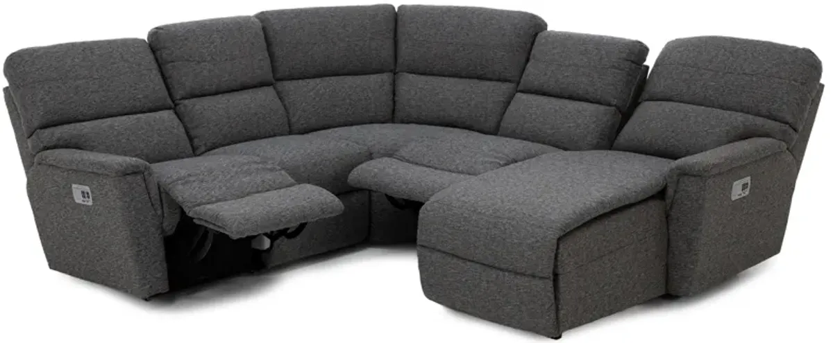 Ava 5-Pc. Power Headrest Reclining Modular With Wireless Remote In D197056 Onyx In Right-Facing