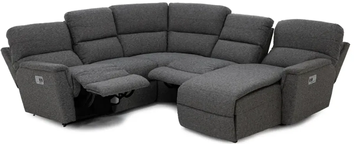 Ava 5-Pc. Power Headrest Reclining Modular With Wireless Remote In D197056 Onyx In Right-Facing