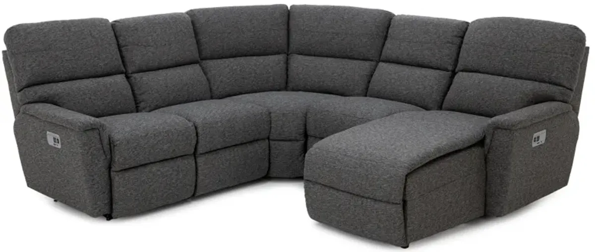 Ava 5-Pc. Power Headrest Reclining Modular With Wireless Remote In D197056 Onyx In Right-Facing