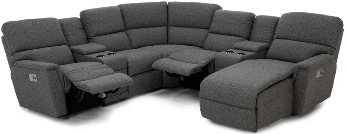 Ava 7-Pc. Power Headrest Reclining Modular With Wireless Remote In D197056 Onyx In Right-Facing