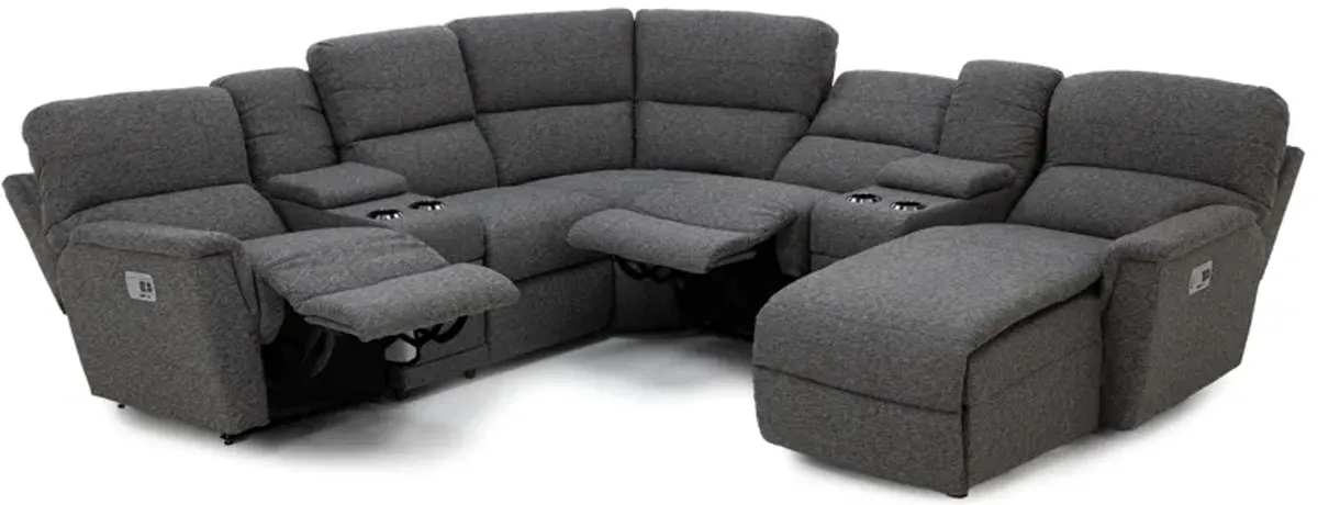 Ava 7-Pc. Power Headrest Reclining Modular With Wireless Remote In D197056 Onyx In Right-Facing