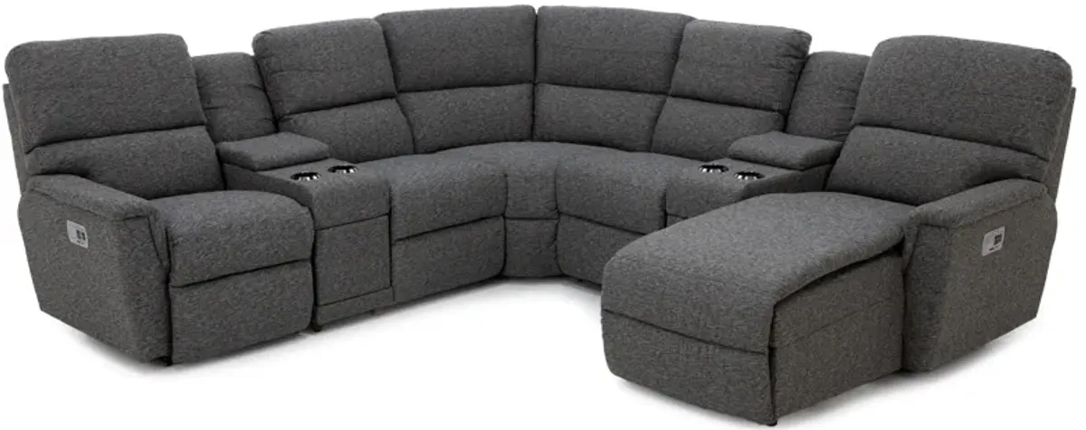 Ava 7-Pc. Power Headrest Reclining Modular With Wireless Remote In D197056 Onyx In Right-Facing