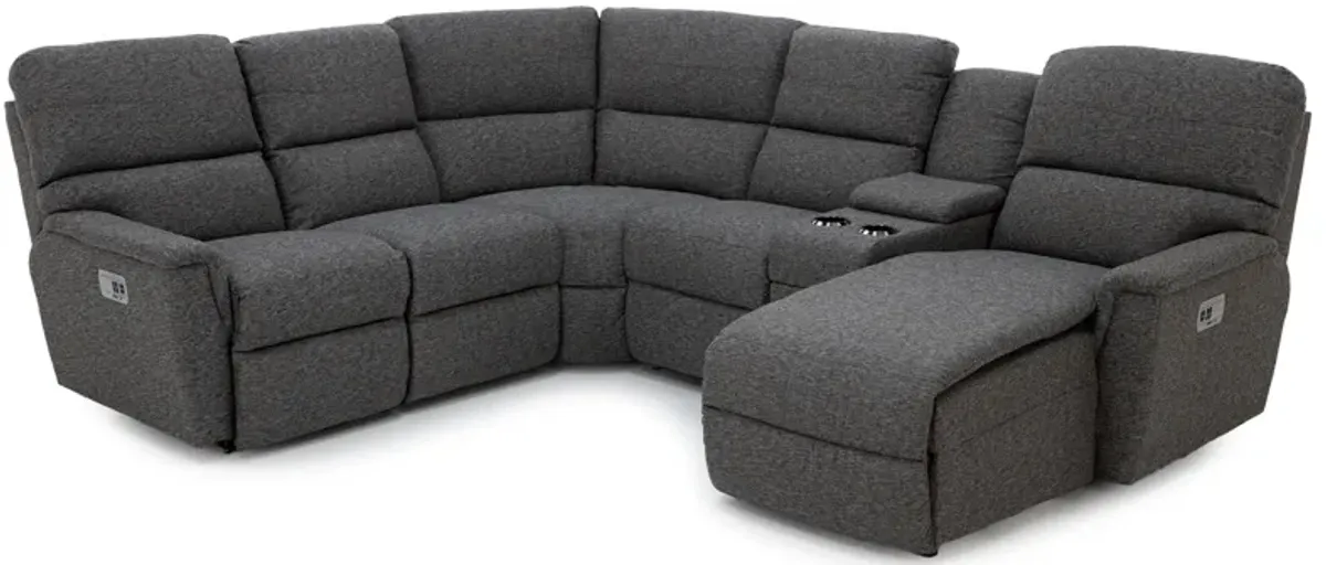 Ava 6-Pc. Power Headrest Reclining Modular With Wireless Remote In D197056 Onyx In Right-Facing With