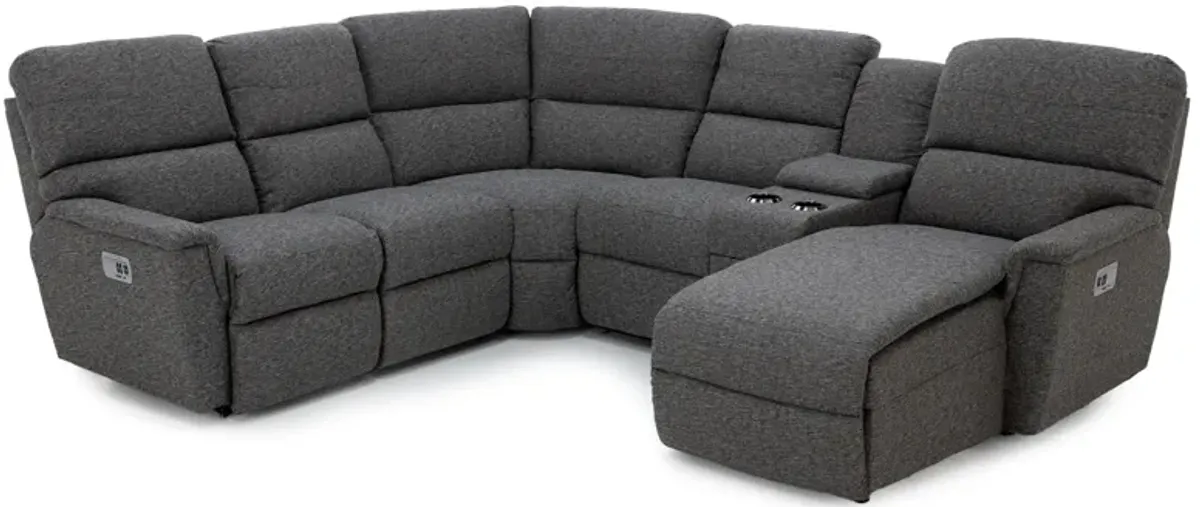 Ava 6-Pc. Power Headrest Reclining Modular With Wireless Remote In D197056 Onyx In Right-Facing With