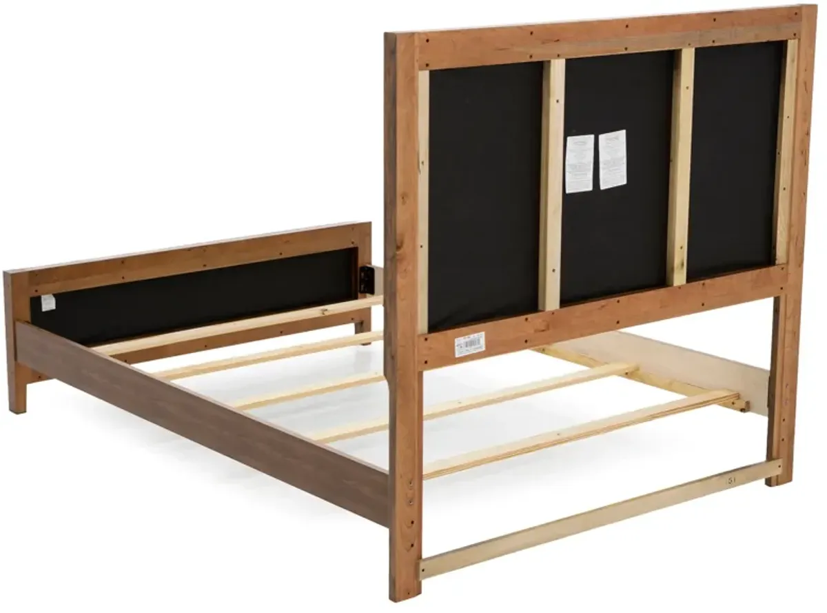 Crafted Cherry Queen Upholstered Panel Bed