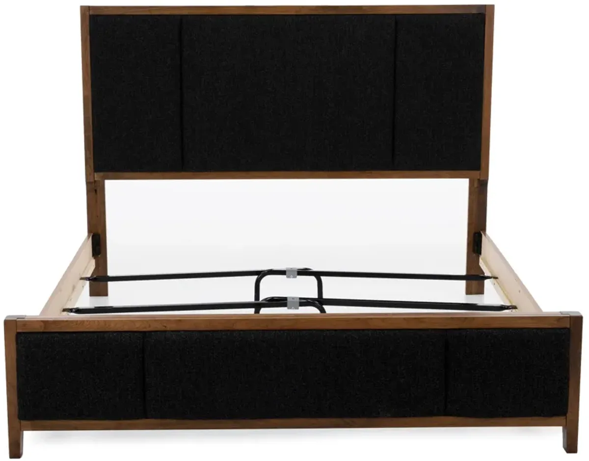 Crafted Cherry King Upholstered Panel Bed