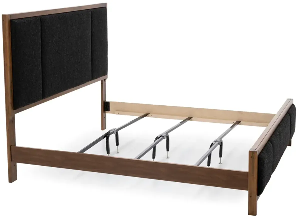 Crafted Cherry King Upholstered Panel Bed