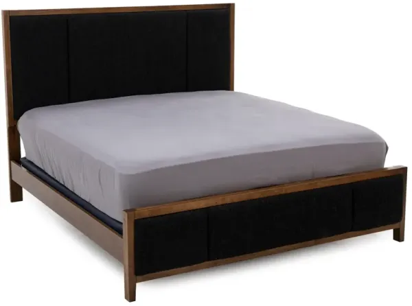 Crafted Cherry King Upholstered Panel Bed