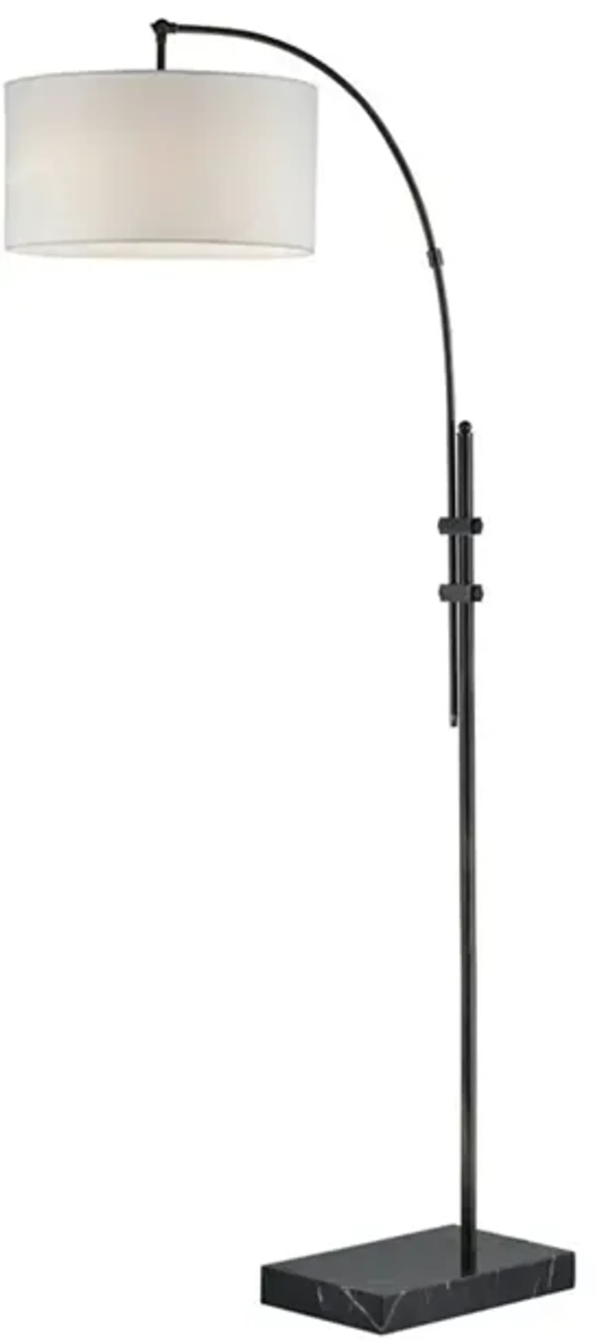 Bronze With Drum Shade Single Lite Marble Base Arc Floor Lamp 72"H