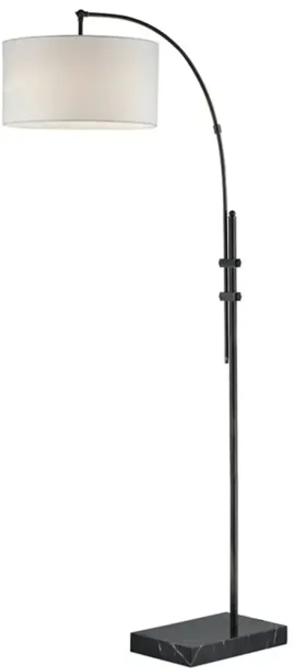 Bronze With Drum Shade Single Lite Marble Base Arc Floor Lamp 72"H