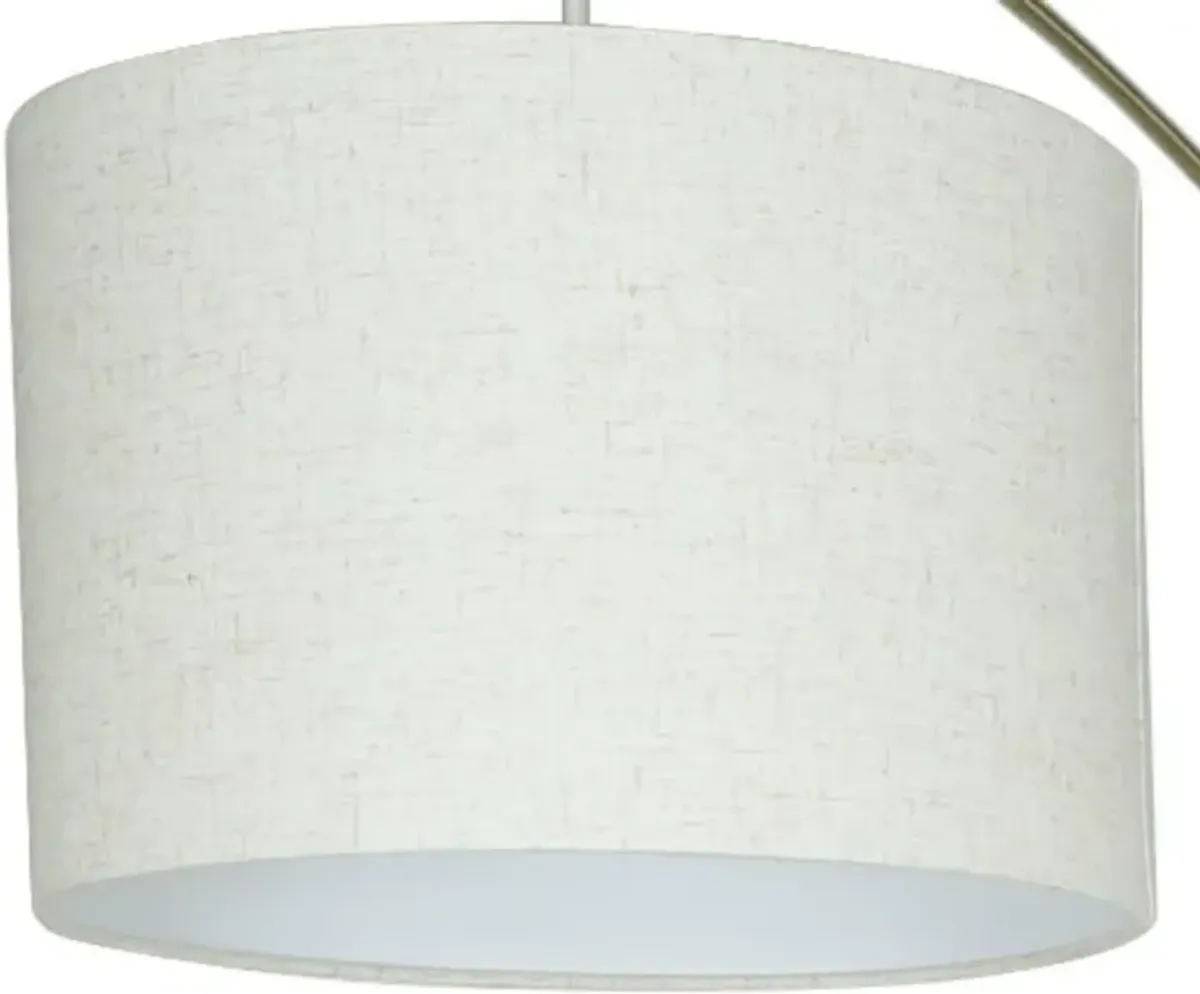 Antique Brass 3-Light With Drum Shades Marble Base Floor Arc Lamp 84"H