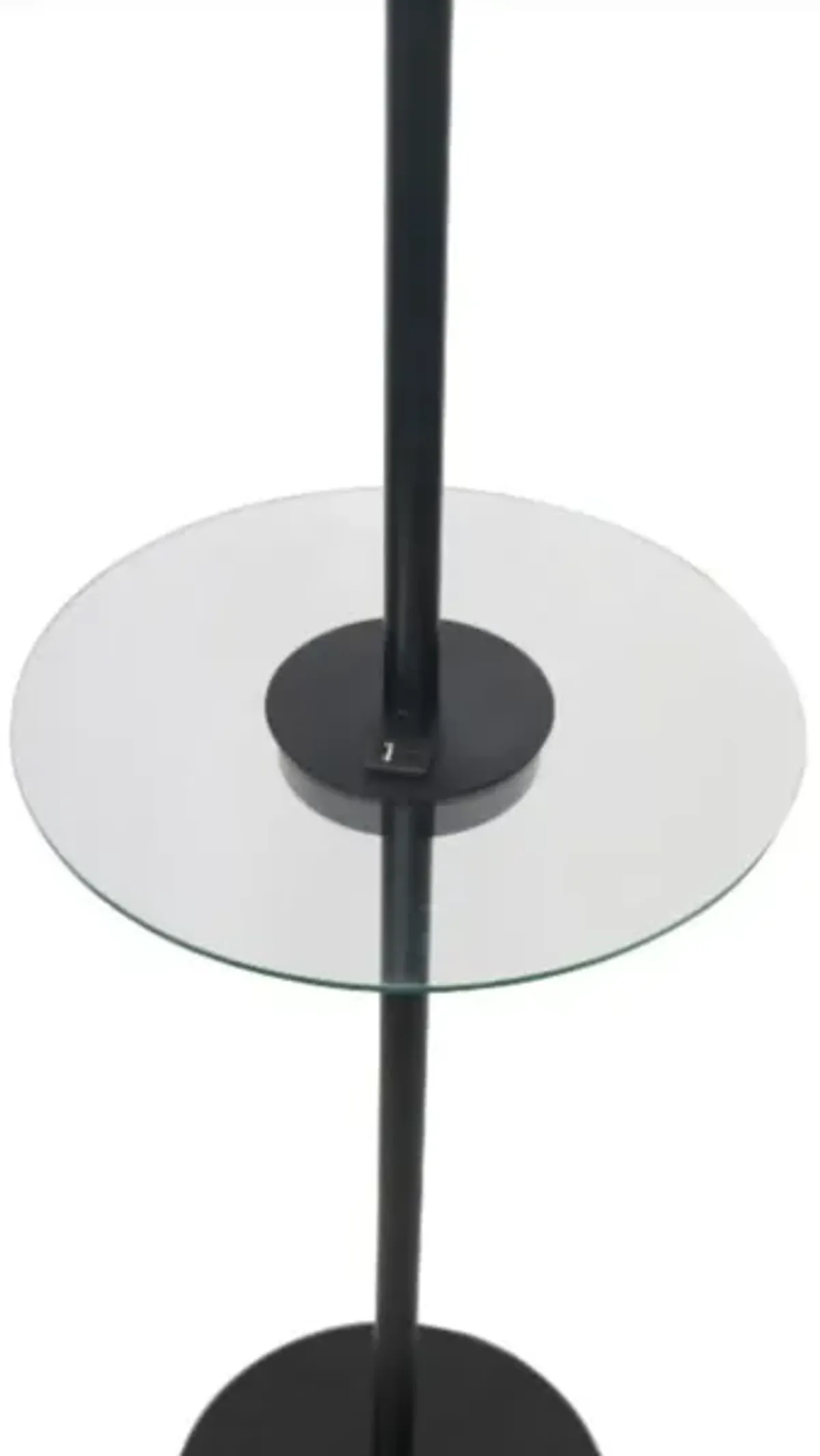 Matte Black Metal Floor Lamp with USB and Glass Tray 61"H