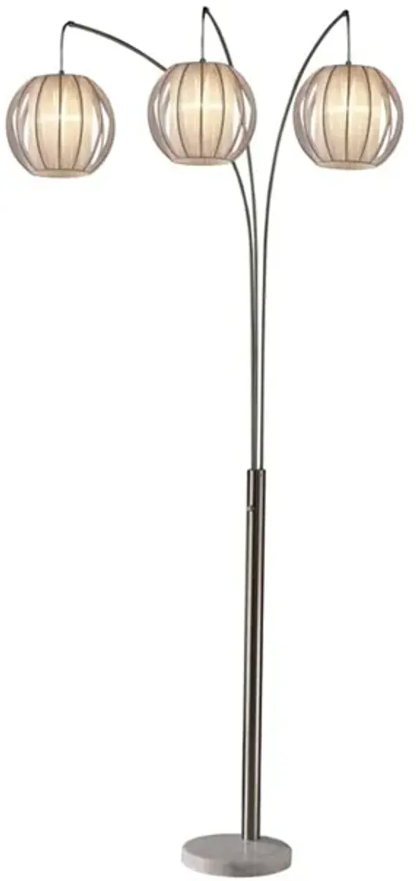 White 3-Light Arc Marble Base Floor Lamp 87"H