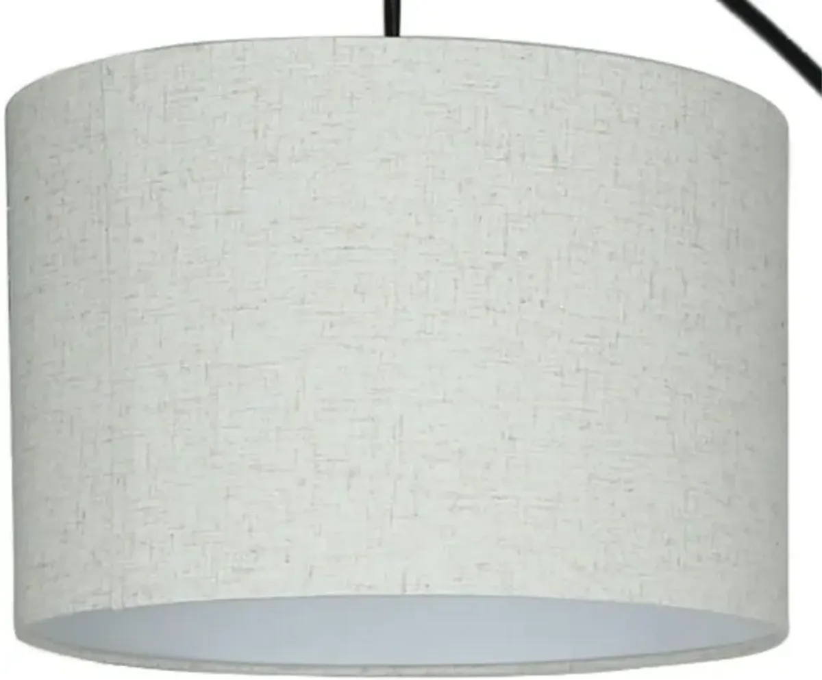 Black 3-Light With Drum Shades Marble Base Floor Arc Lamp 84"H