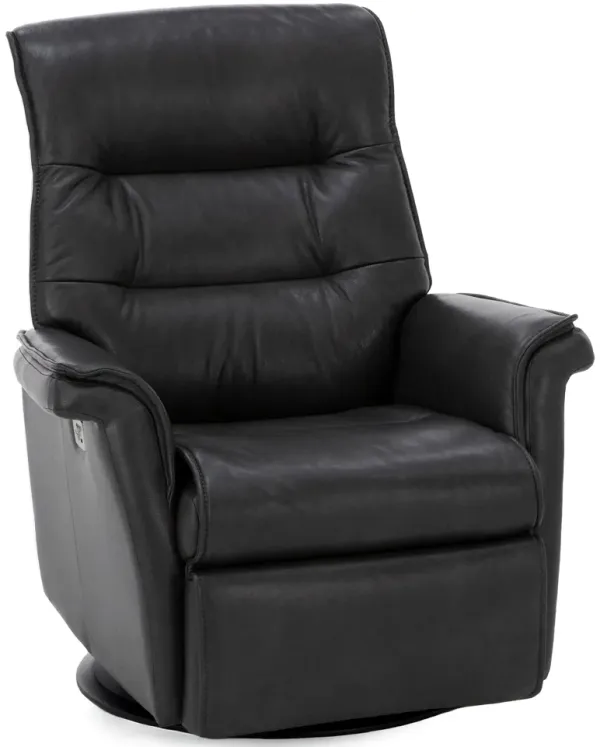 Cairo Leather Large Fully Loaded Swivel Glider Recliner in Anthracite
