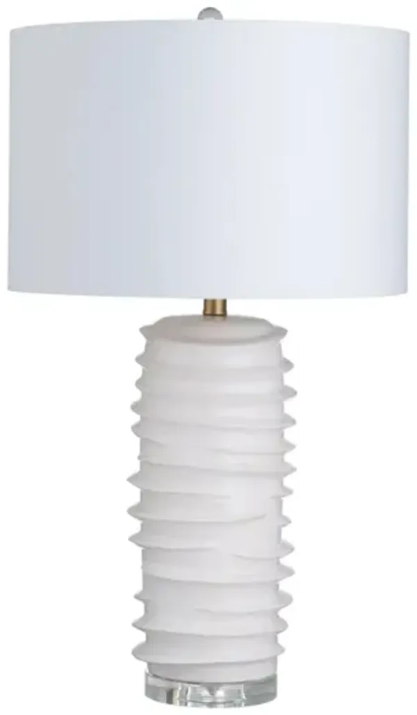 White Ceramic Ridge Table Lamp 29.5"H