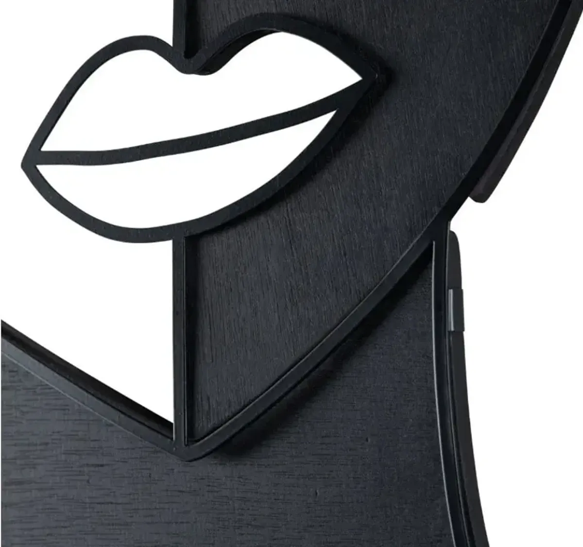 Set of 4 Black Metal and Wood Faces Wall Decor 18"W x 18"H