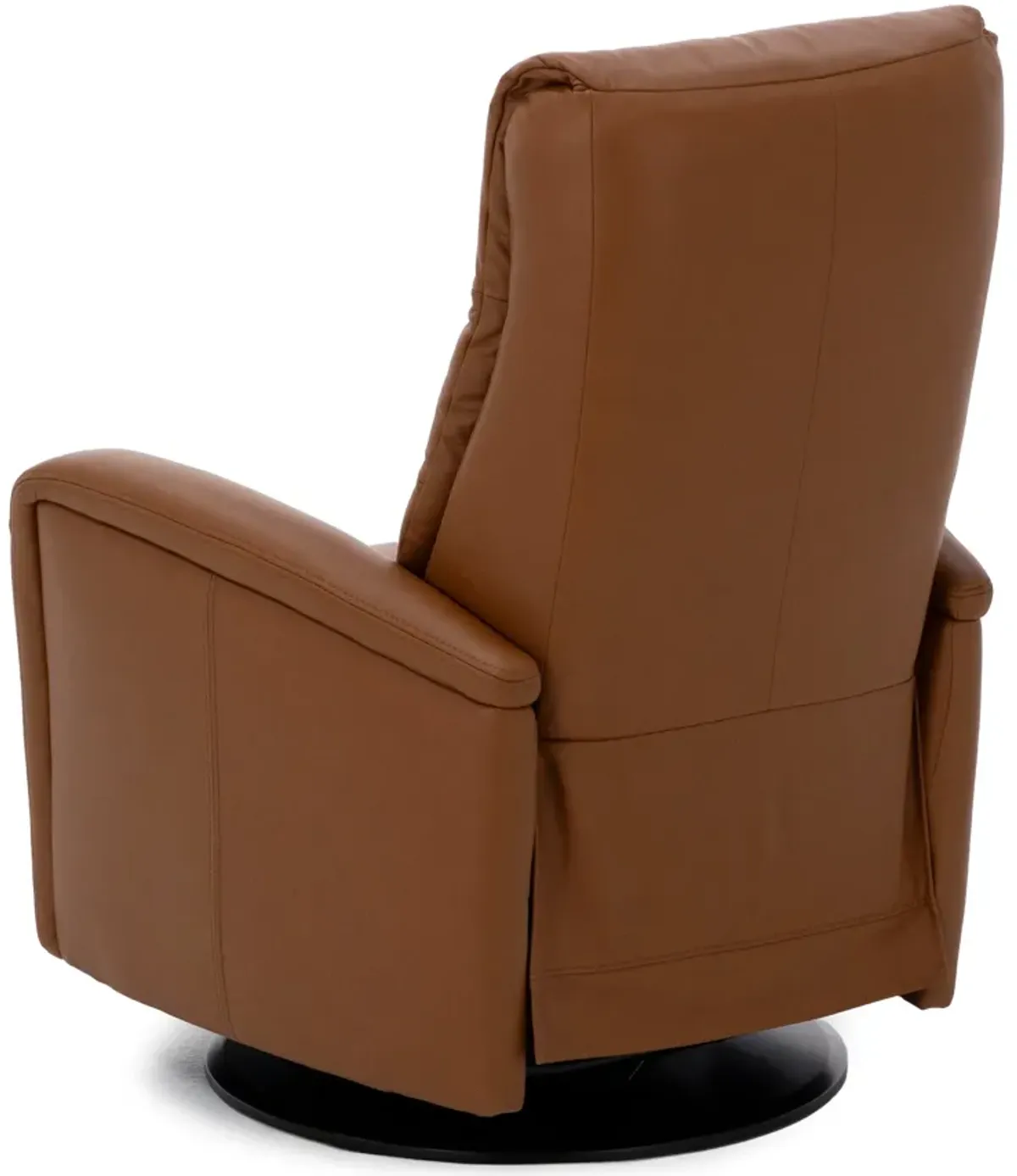 London Leather Medium Fully Loaded Swivel Glider Recliner in Whiskey