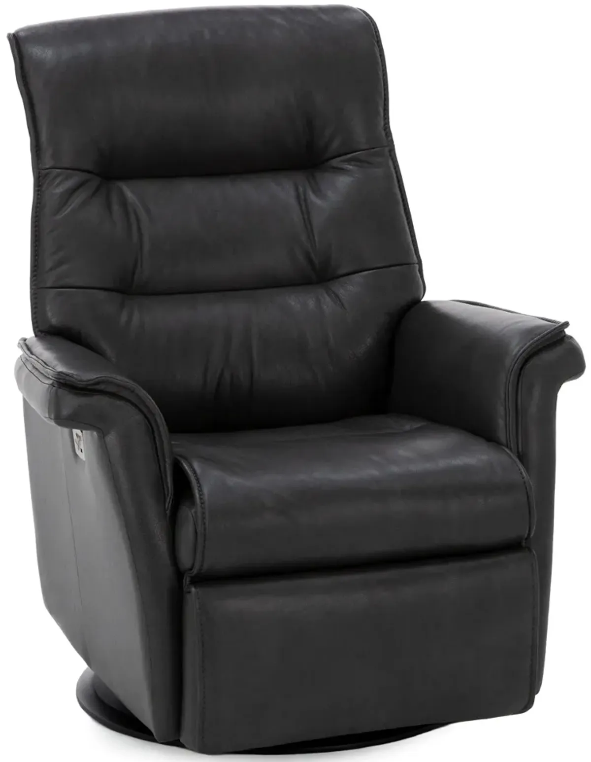 Cairo Leather Medium Power Swivel Glider Recliner in Anthracite