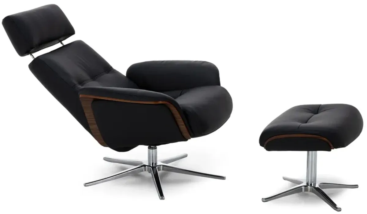 Sydney Leather Swivel Chair And Ottoman Set