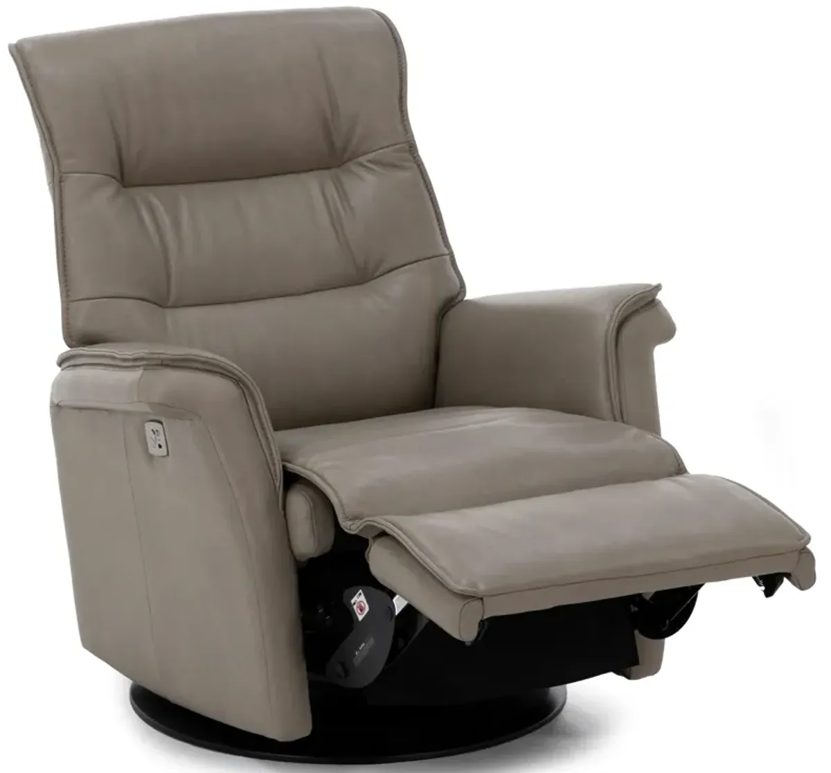 Cairo Leather Large Fully Loaded Swivel Glider Recliner in Dove