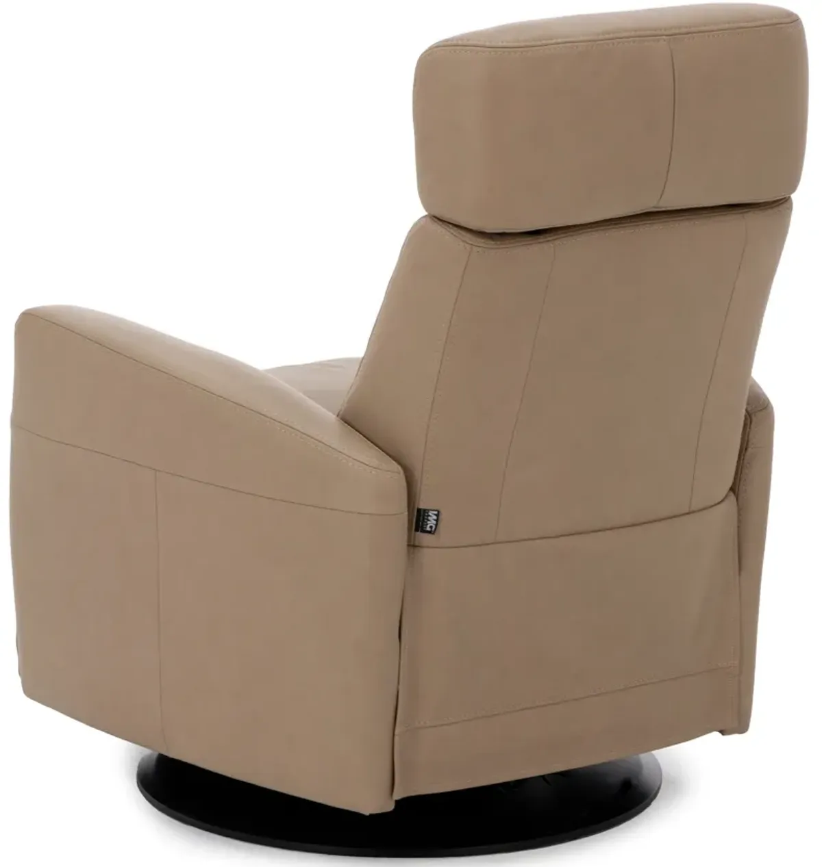 Denver Leather Large Power Swivel Glider Power Lumbar Recliner With Glide Locker in Biscuit