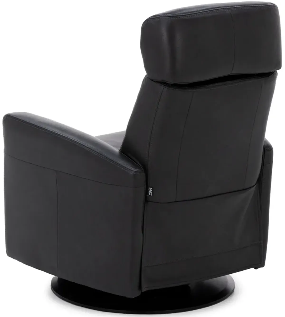 Denver Leather Medium Power Swivel Glider Recliner in Charcoal