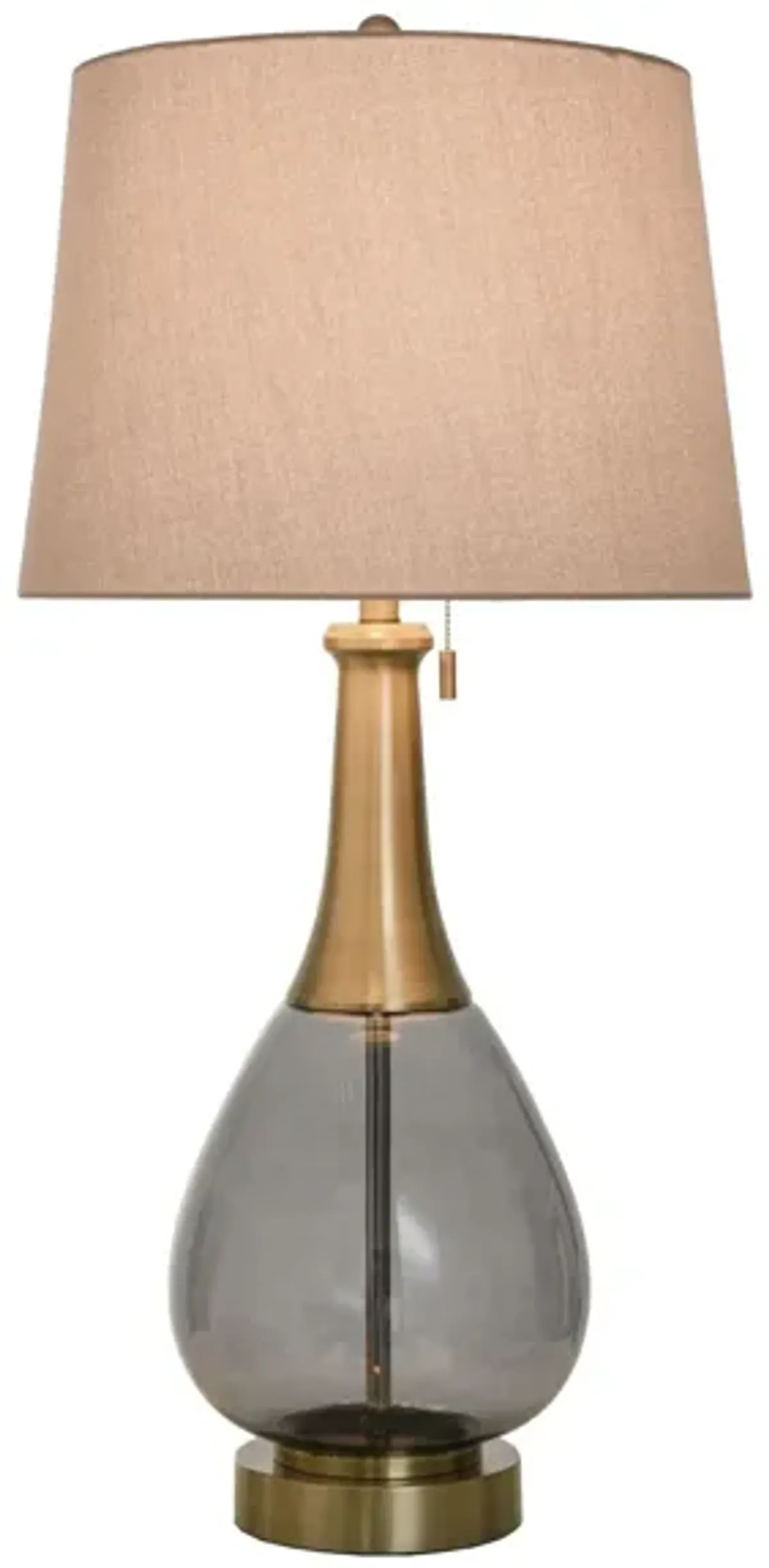 Smoke Glass Brass Metal Table Lamp 37"H