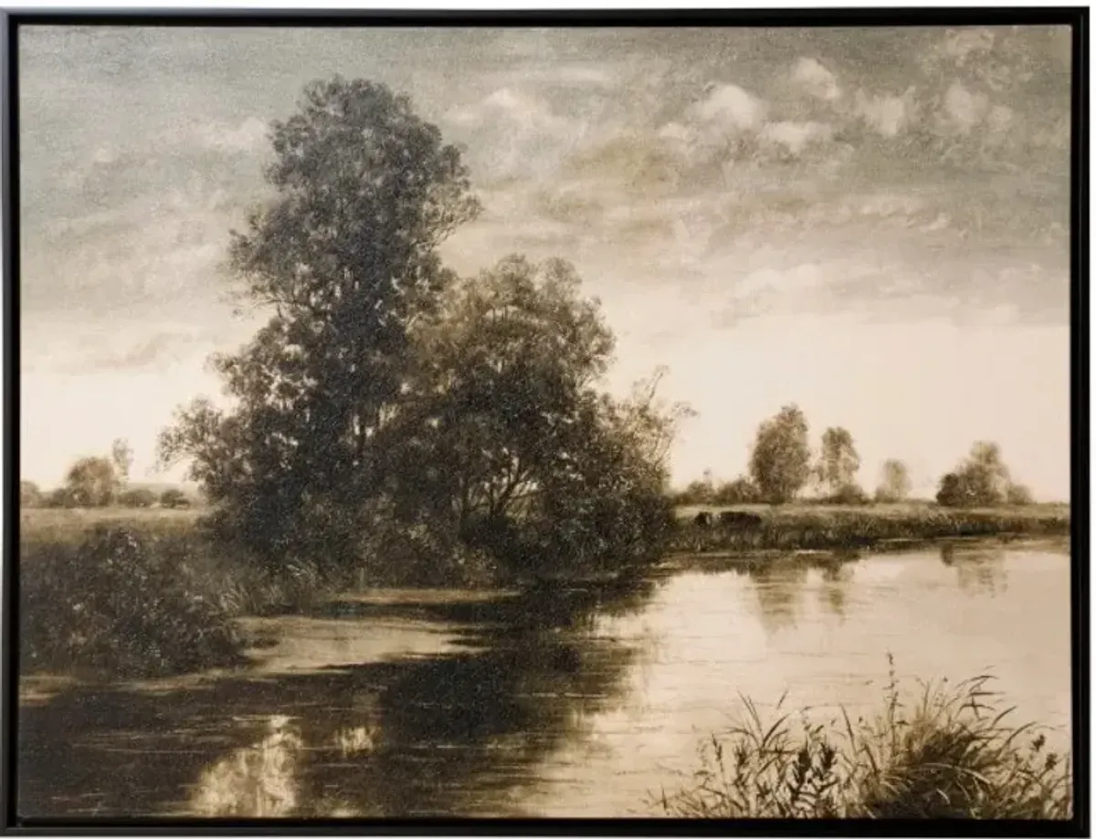 Vintage Landscape Framed Canvas Print 40"W x 30"H