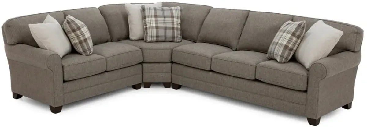 Bentley 3-Pc. Sock Arm Sectional In Taupe In Blakely/Taupe In Right-Facing