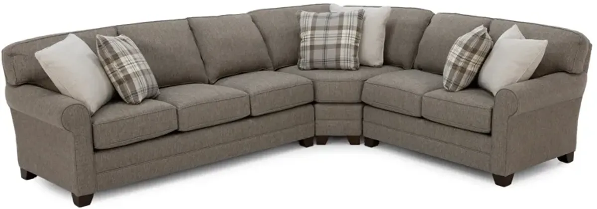 Bentley 3-Pc. Sock Arm Sectional In Taupe In Blakely/Taupe In Left-Facing