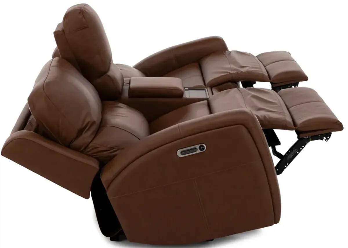 Flexsteel Landon 3-Pc. Leather Fully Loaded Zero Gravity Console Reclining Loveseat in Caramel