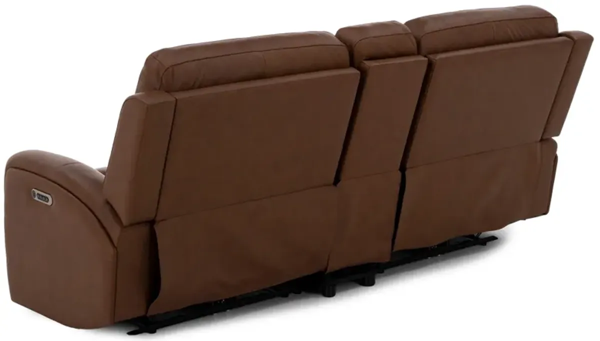 Flexsteel Landon 3-Pc. Leather Fully Loaded Zero Gravity Console Reclining Loveseat in Caramel