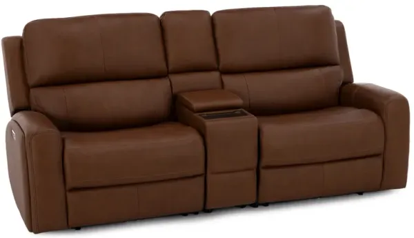 Flexsteel Landon 3-Pc. Leather Fully Loaded Zero Gravity Console Reclining Loveseat in Caramel