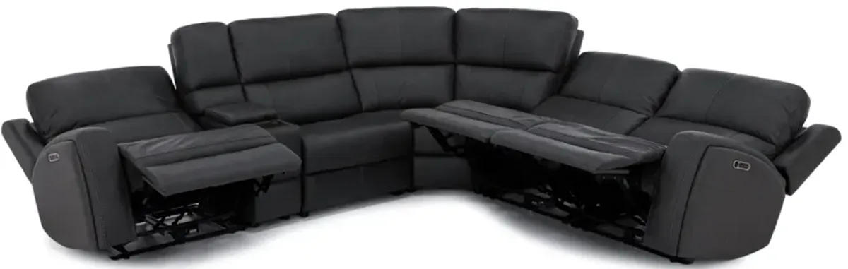 Flexsteel Landon 6-Pc. Leather Fully Loaded Zero Gravity Reclining Modular in Charcoal