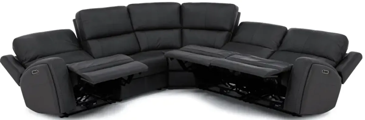 Flexsteel Landon 5-Pc. Leather Fully Loaded Zero Gravity Reclining Modular in Charcoal