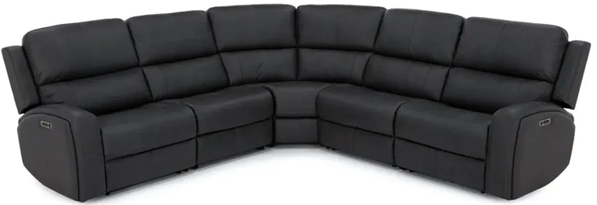 Flexsteel Landon 5-Pc. Leather Fully Loaded Zero Gravity Reclining Modular in Charcoal